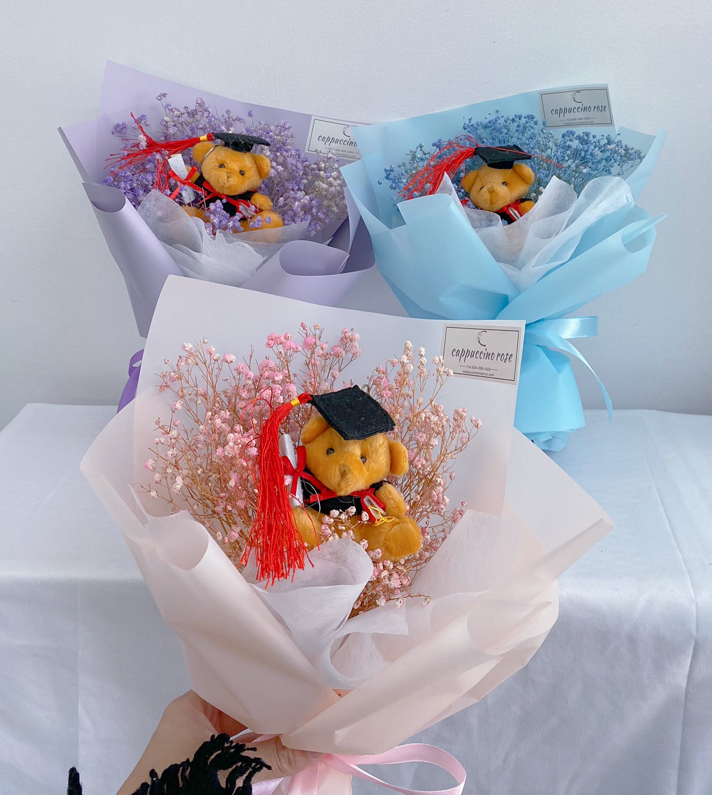 DRY flower BOUQUET FOR GRADUATION WITH TEDDY BEAR