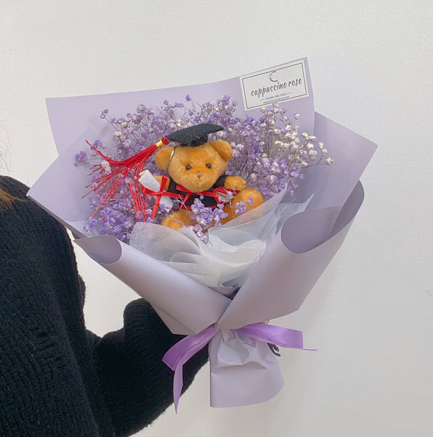 DRY flower BOUQUET FOR GRADUATION WITH TEDDY BEAR