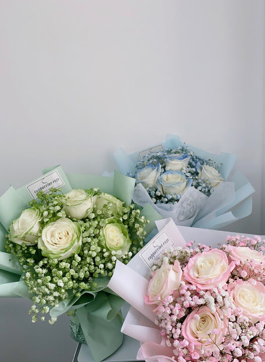 5 rose with baby's breath